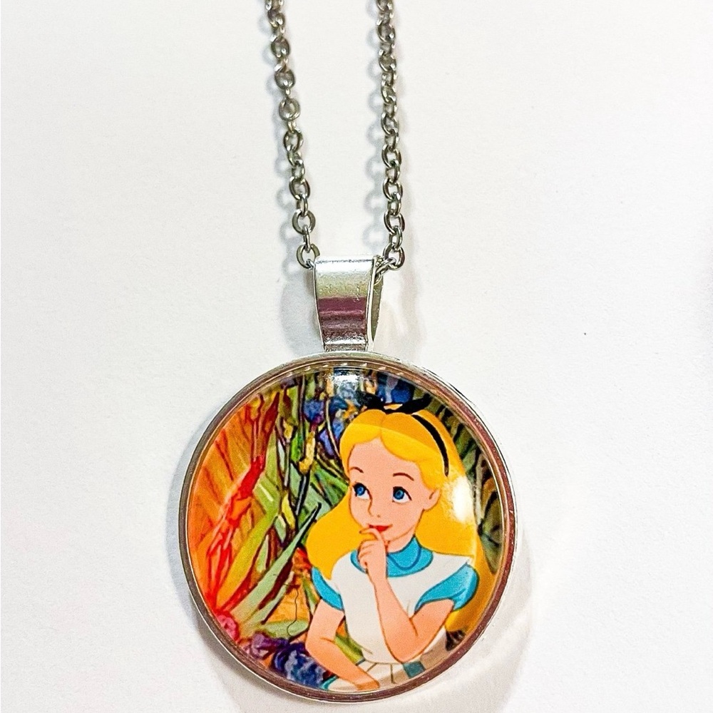 Alice In Wonderland Silver Pendant Necklace